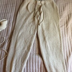 Cozy Cream Drawstring Pants and Sweatshirt